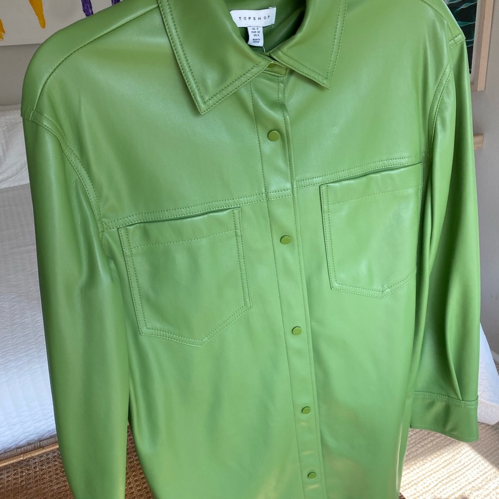 Topshop Maddie Vegan Leather Shirt Jacket - Picture 4 of 7